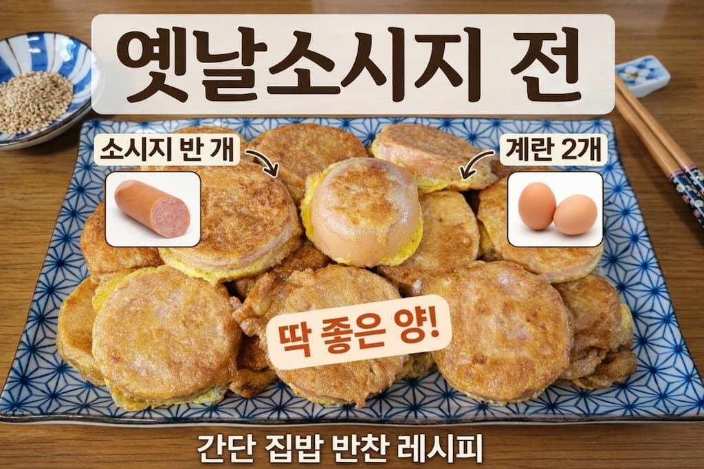 옛날소시지 전 만들기 간단한 반찬 레시피 (반개 기준 딱 좋은 양) 25