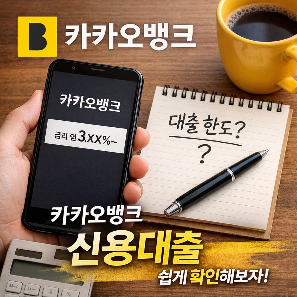 카카오뱅크 신용대출, 스마트폰으로 금리 및 대출 한도 확인