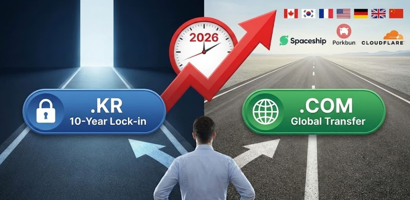 2026년 호스팅케이알 도메인 가격 인상! .KR 10년 연장 vs .COM 해외 이전 완벽 정리