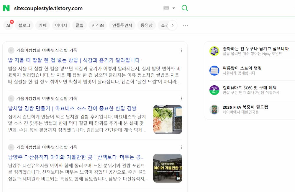 티스토리 도메인과 개인도메인에서 중복 노출되고 있는 포스팅들