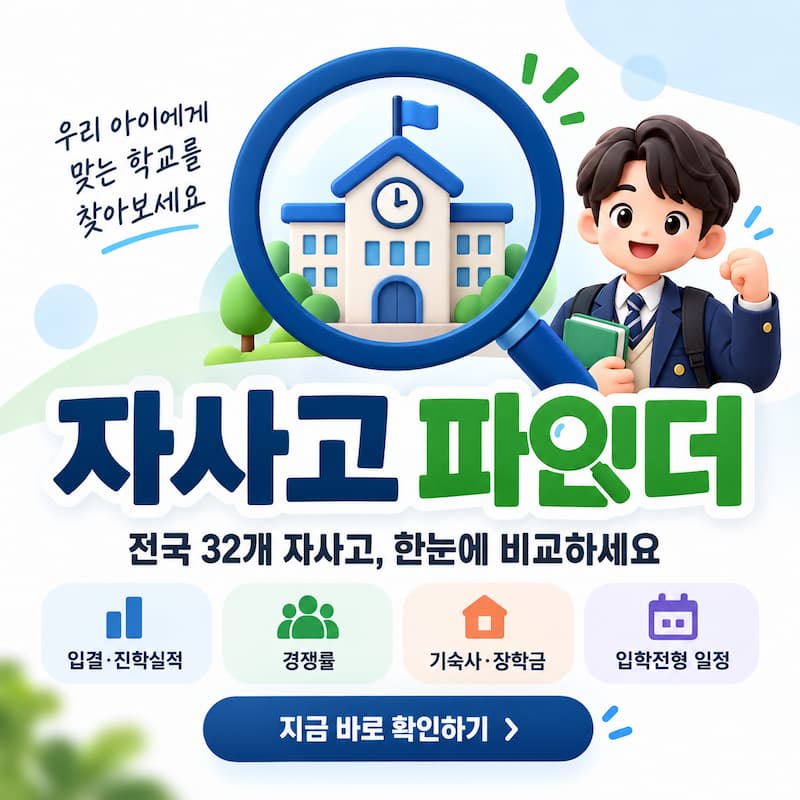 자사고 파인더 전국 32개 자사고 입결 경쟁률 기숙사 장학금 입학전형 비교