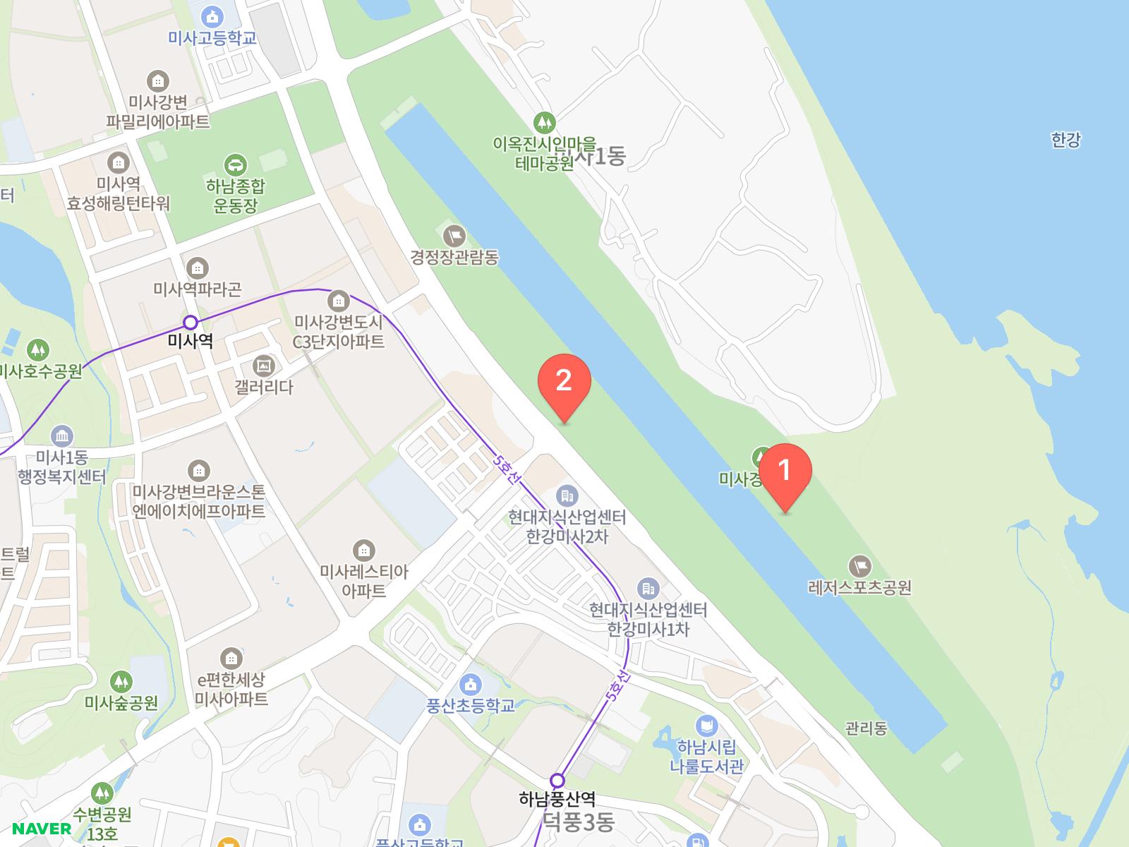 미사경정공원 P4주차장입구, 미사경정공원정문 네이버 지도 위치