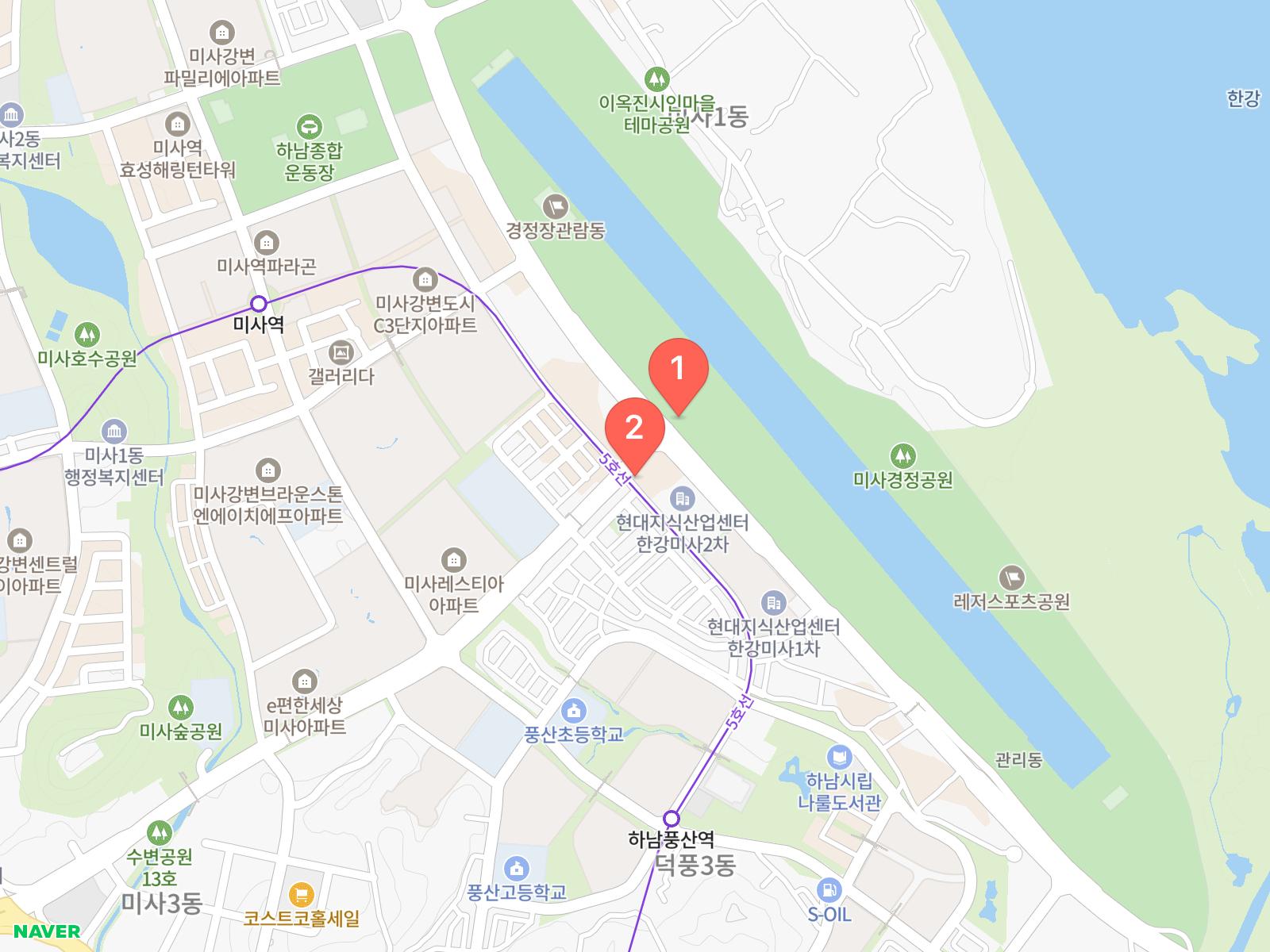 미사경정공원정문, 투썸플레이스 한강미사아이에스비즈타워점 네이버 지도 위치