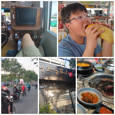 베트남 여행, VIP 버스, 아이 식사, 오토바이 거리, 한국식 고기 구이