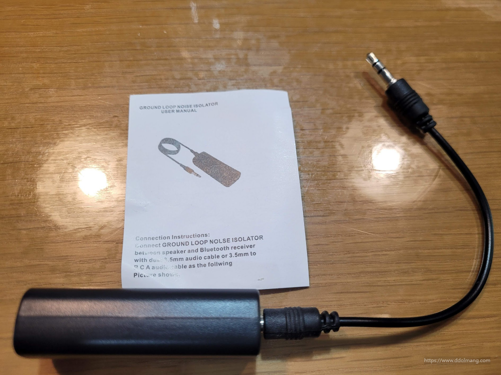 블랙 오디오 그라운드 루프 노이즈 아이솔레이터, 3.5mm 케이블, 사용자 설명서