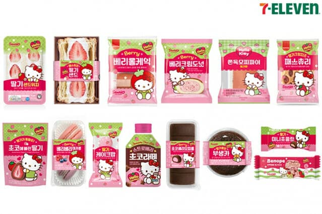 7-일레븐 헬로키티 딸기 초코 맛 다양한 디저트