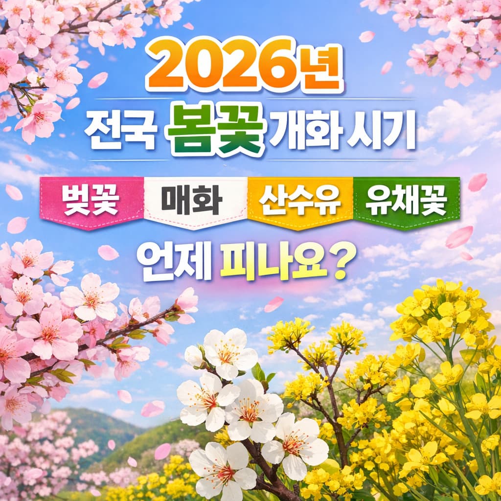 2026 전국 봄꽃 개화 시기 총정리, 지역별 벚꽃·매화·유채꽃 일정 한눈에