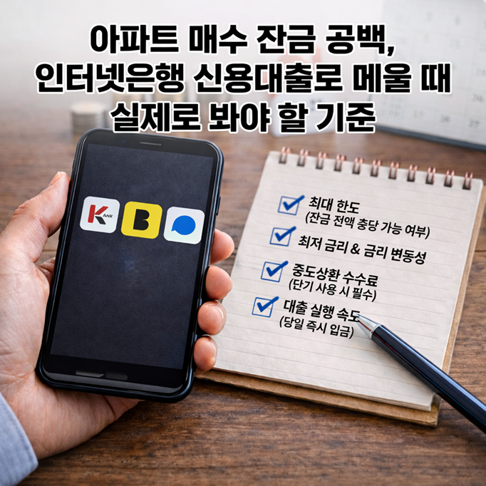 스마트폰 인터넷 은행 앱, 신용대출 비교 기준 체크리스트