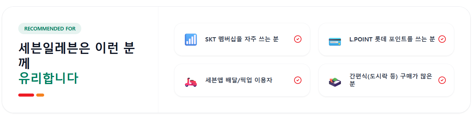세븐일레븐 SKT 멤버십 L.POINT 배달 간편식 구매 고객