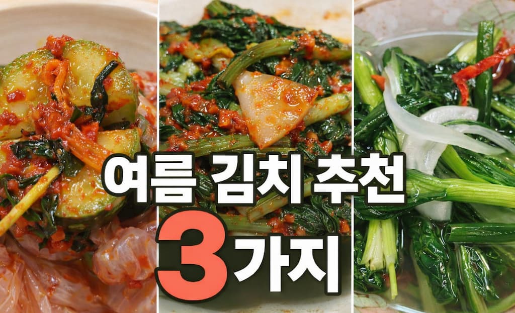 여름 오이김치, 열무김치, 파김치 세 가지 김치 요리