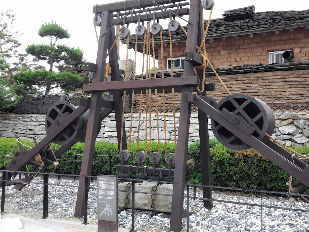 조선시대 거중기, 목재 도르래 밧줄 이용 건축 기계